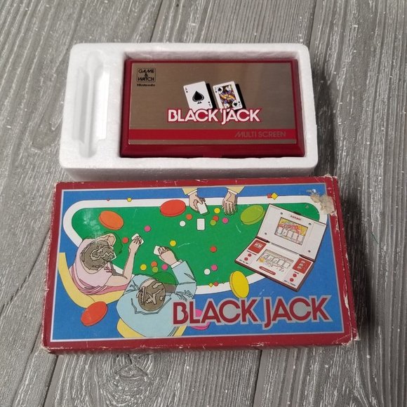 Vintage Nintendo Game & Watch Black Jack Handheld 1985 BJ-60 w/ Box + Manual
